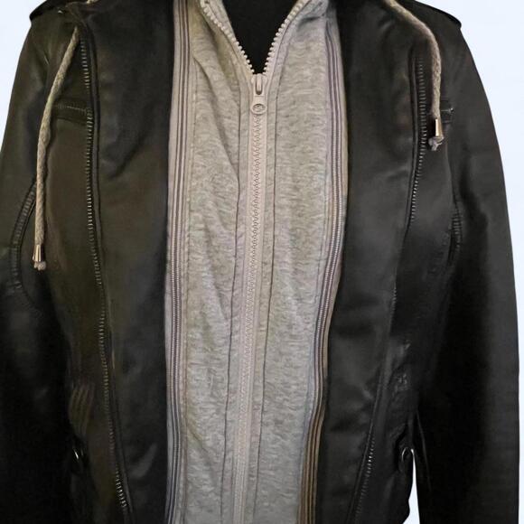 Jou Jou Leather jacket with removable grey interior Size Small - Picture 6 of 8